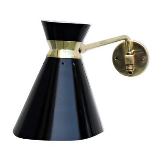 Adjustable stem wall lamp with ball head, diabolo lampshade