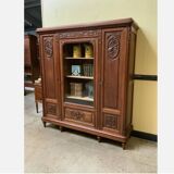Antique Art Nouveau walnut bookcase