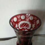 Crystal vase boheme st louis or val saint lambert decor grave