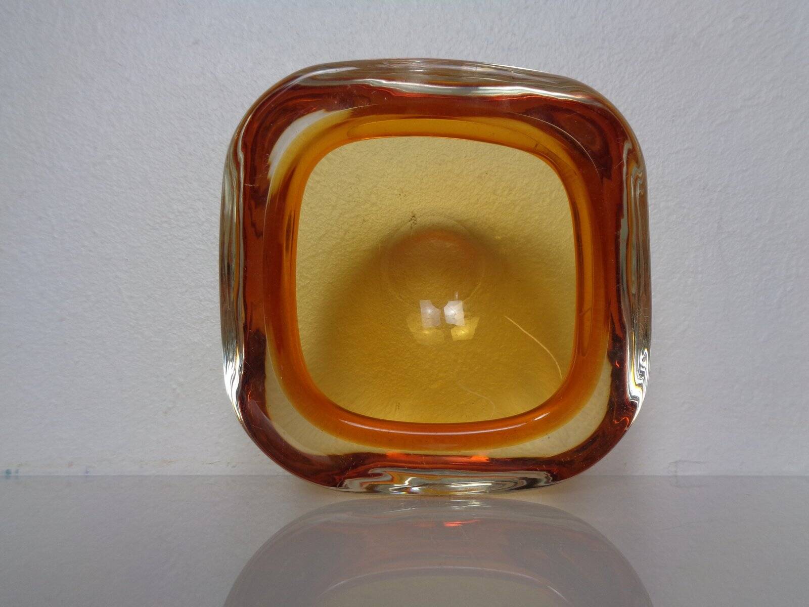 Amber Murano Glass Bowl, Italy, 1960s