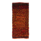 Vintage Hand-Knotted Turkish Tulu Rug with Checkered Design in Red, Yellow and Brown, 100% Wool