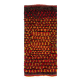 Vintage Hand-Knotted Turkish Tulu Rug with Checkered Design in Red, Yellow and Brown, 100% Wool