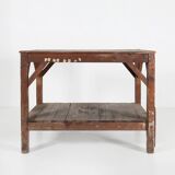 French industrial console table in solid wood, 1920s
