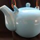 Chinese style teapot in azure blue enameled porcelain work from the 60s and 70s