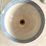 Vintage Blue Decorated Porcelain Washbasin