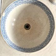Vintage Blue Decorated Porcelain Washbasin
