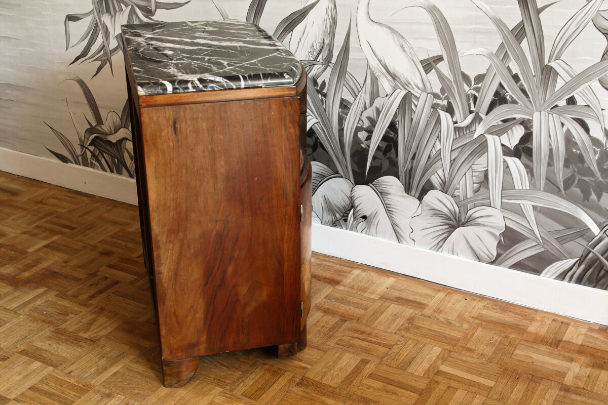 Bedside, art deco side table in precious wood