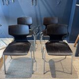 Ensemble de 4 chaises Pagholz Flototto wenge et chrome 1970 Allemagne