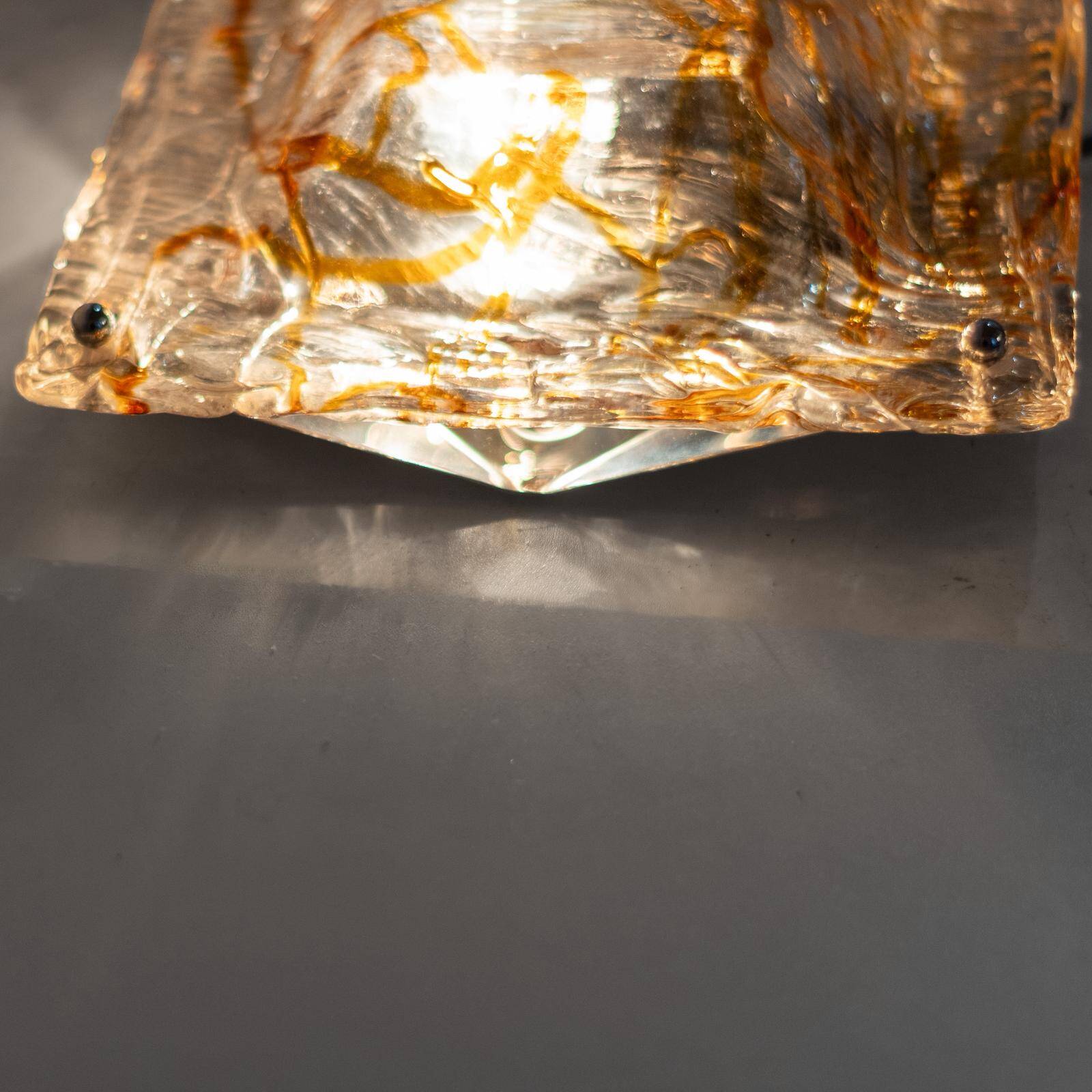 1970s Pair of “Diamante” Murano Glass Wall Sconces by Mazzega