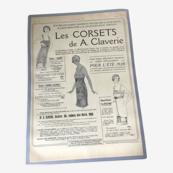 Publicité vintage à encadrer corset claverie