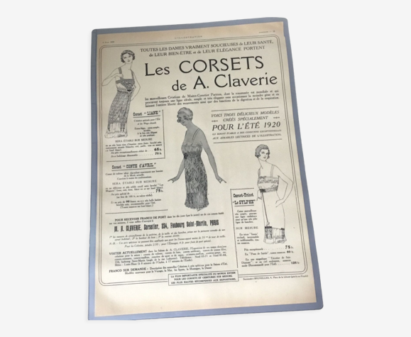 Publicité vintage à encadrer corset claverie
