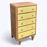 Art Deco chest of drawers in raw oak and yellow