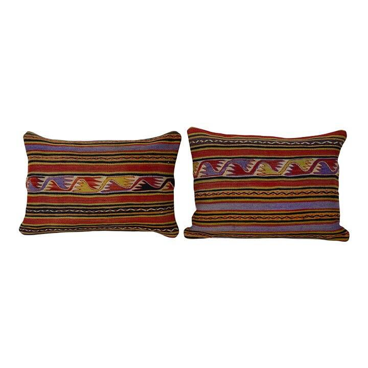 Set of 2 vintage kilim cushion covers 41x61 cm