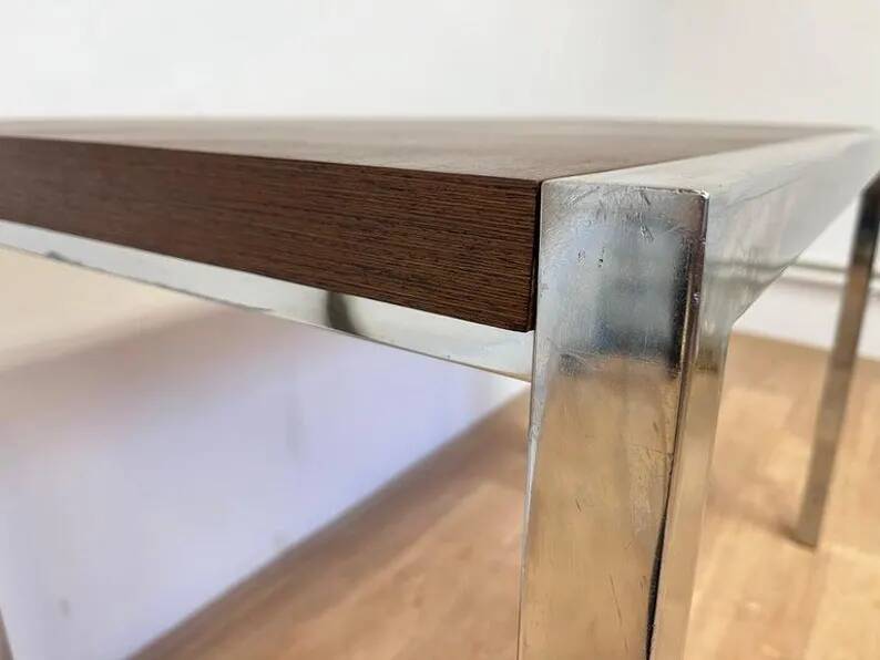 Design Wenge wood and chrome Dining/Office Table by Ladislav Vrátník, 1970s