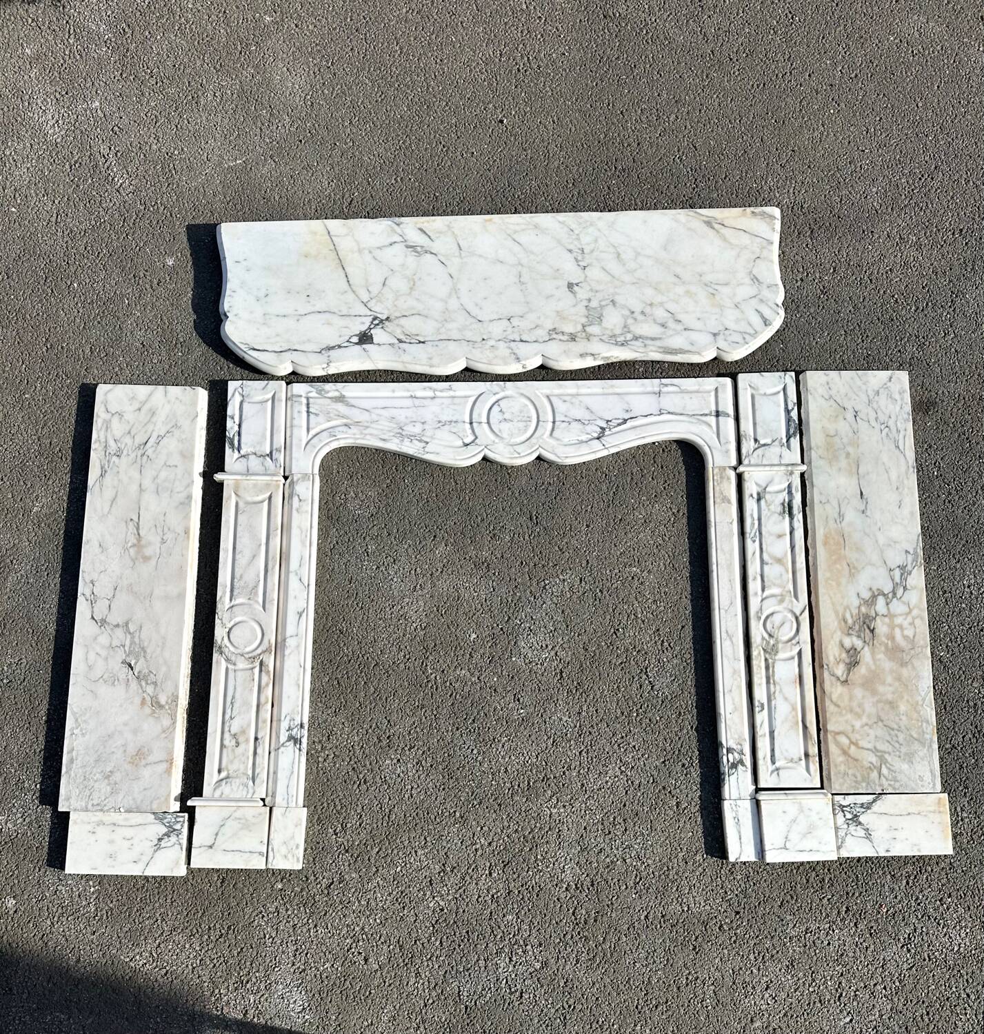 Paonazzo white marble Louis-style flat fireplace