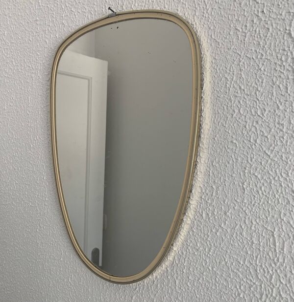 Miroir vintage 1960 rétroviseur asymétrique forme libre - 40 x 26 cm