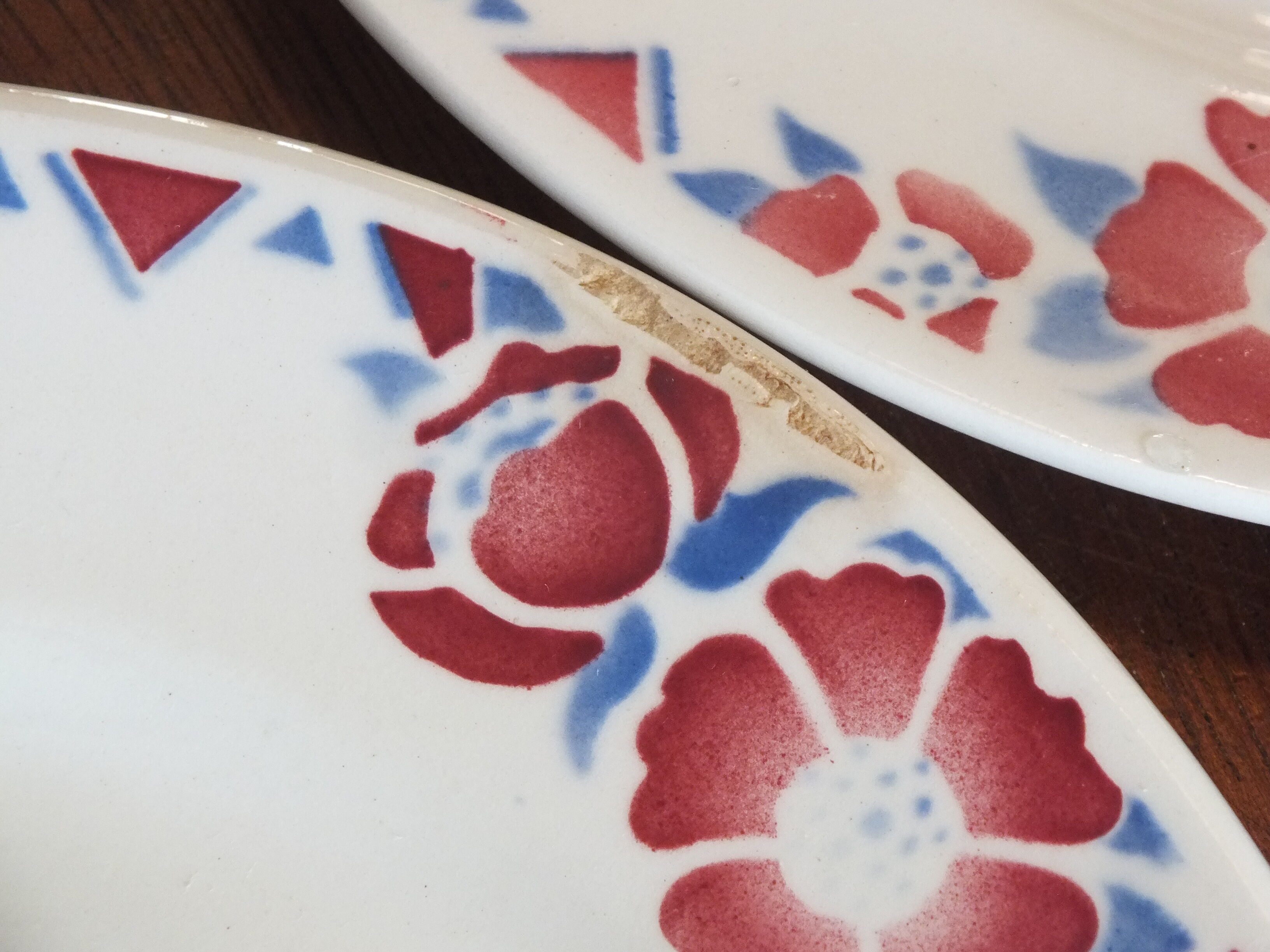 + Set 8 dessert plates Céranord - Saint Amand model Eglantines +