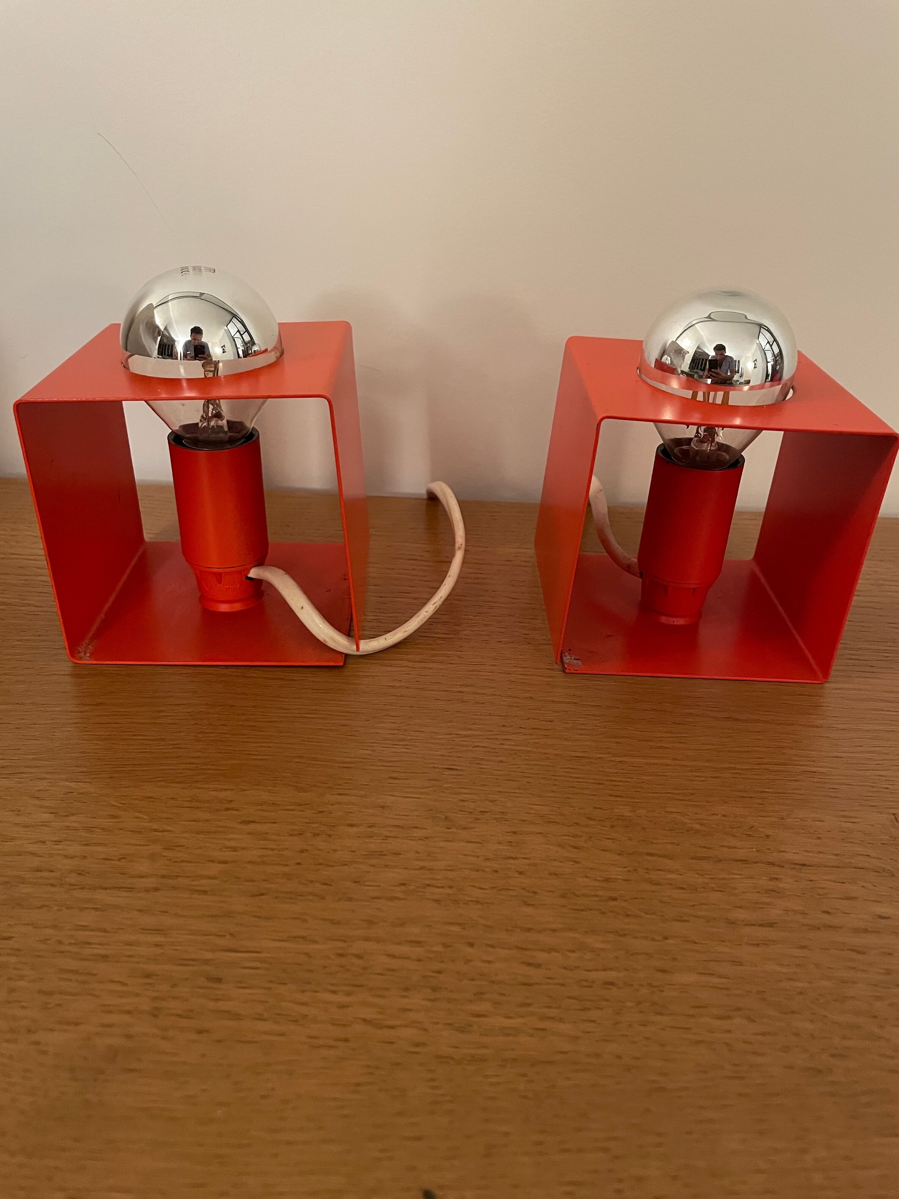 Paire de lampes Minibox à poser orange Philips vintage