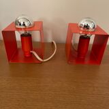 Paire de lampes Minibox à poser orange Philips vintage