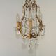 French Vintage Goldtone Metal & Crystal 3 Light Cage Chandelier 5502