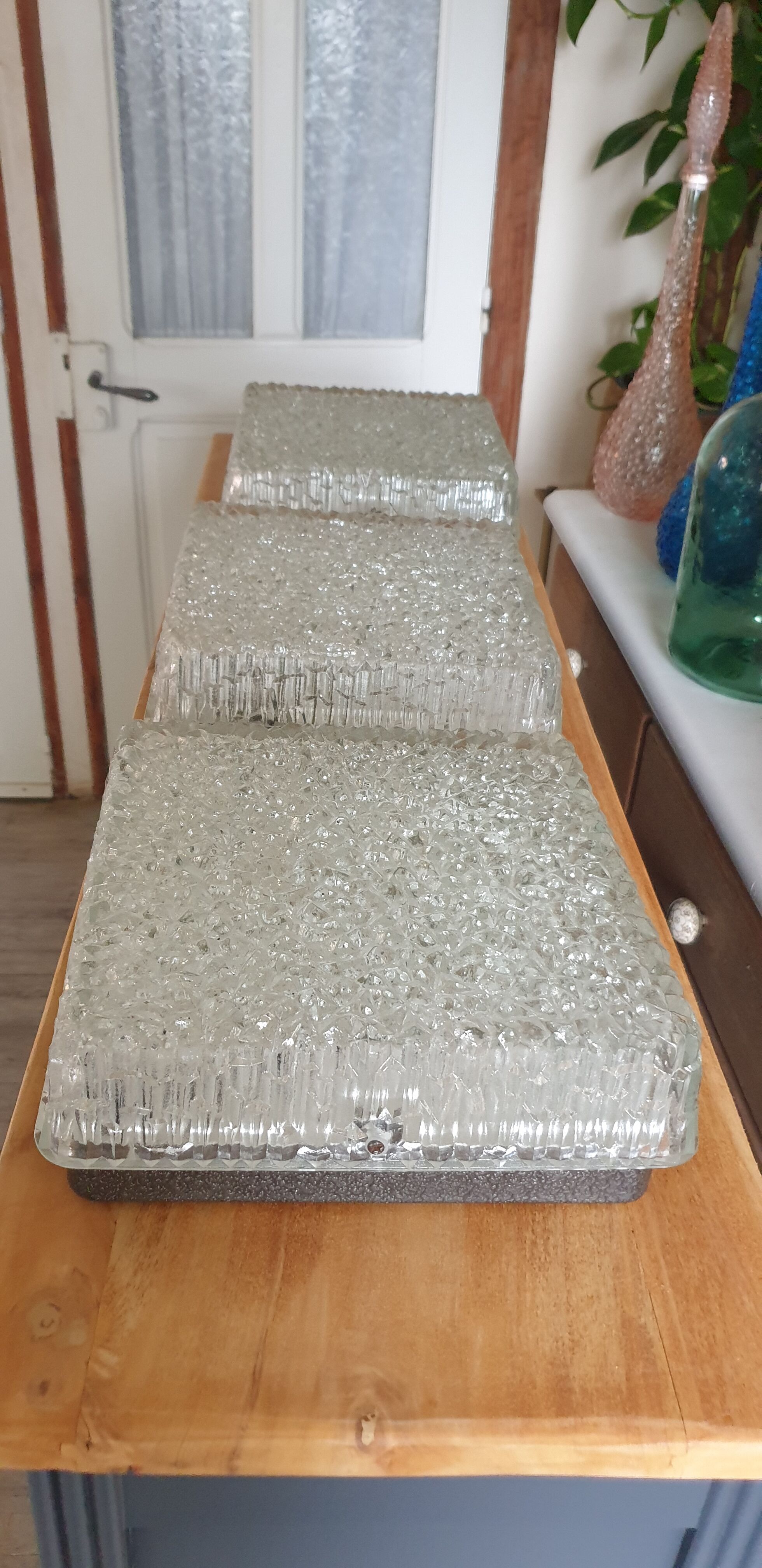 Set of three Holophane ceiling lights