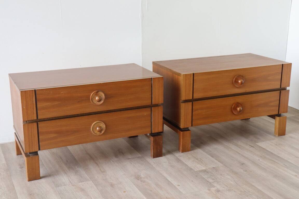 Pair of vintage wooden bedside tables, 1970s
