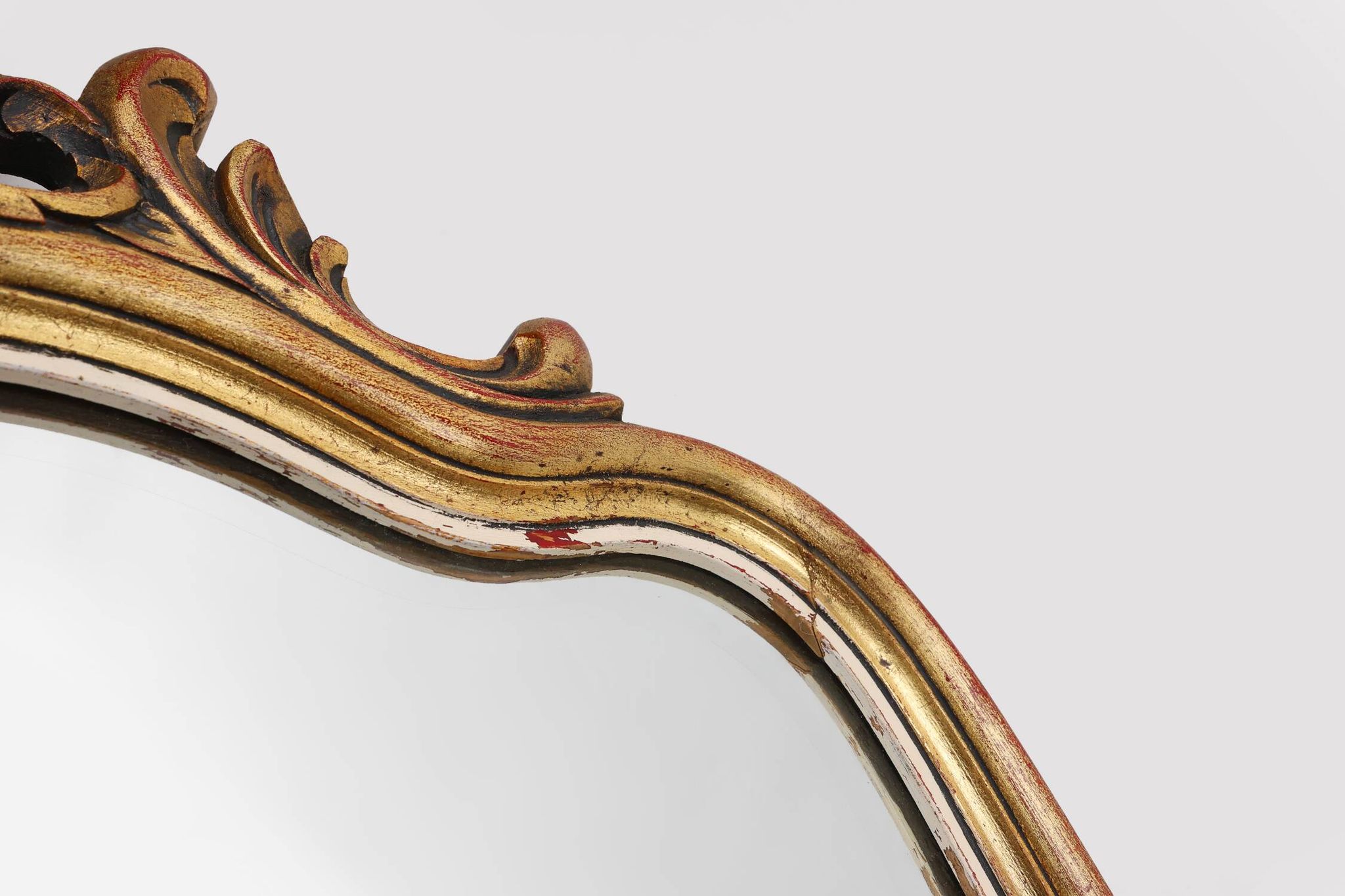 20th Century Baroque style mirror in carved and gilded wood, Belgium