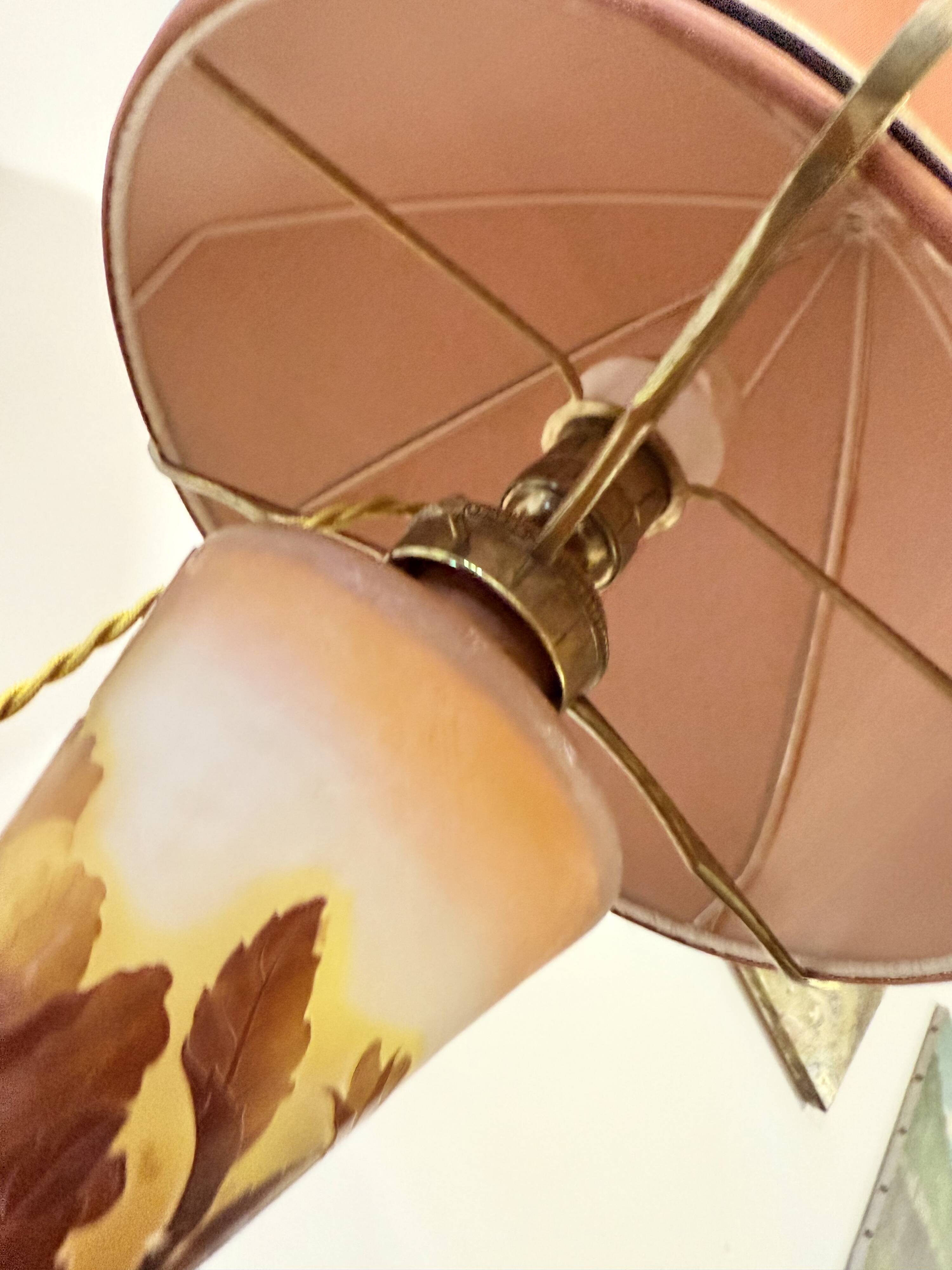 Art Nouveau mushroom lamp – Émile Gallé – Floral pansy decoration