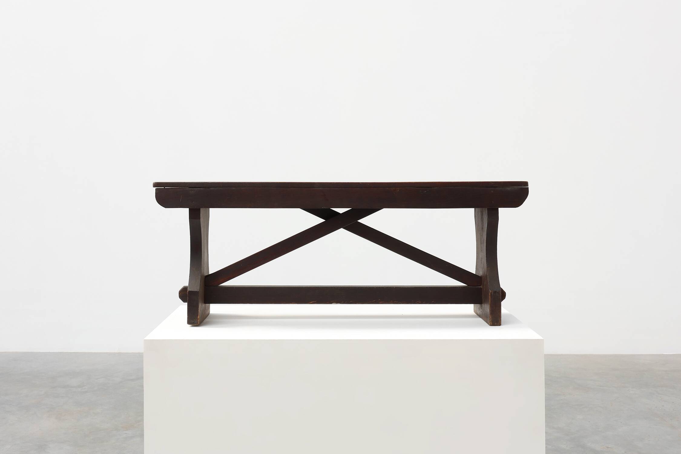 Rustic wooden bench in Wabi Sabi style, France 1900s