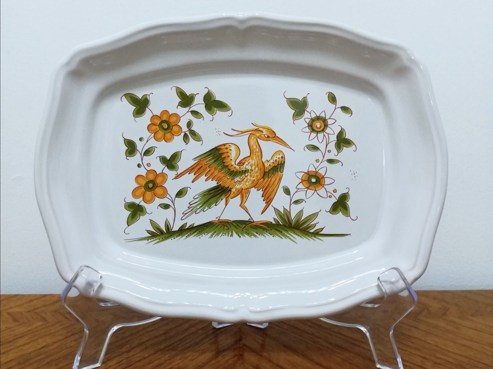 Earthenware dish signed Moustiers