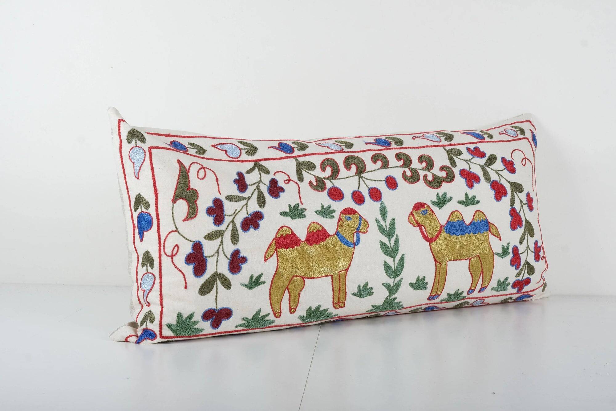 Vintage embroidered cushion cover 46x97 cm