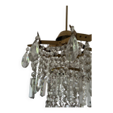 Midcentury brass crystal chandelier