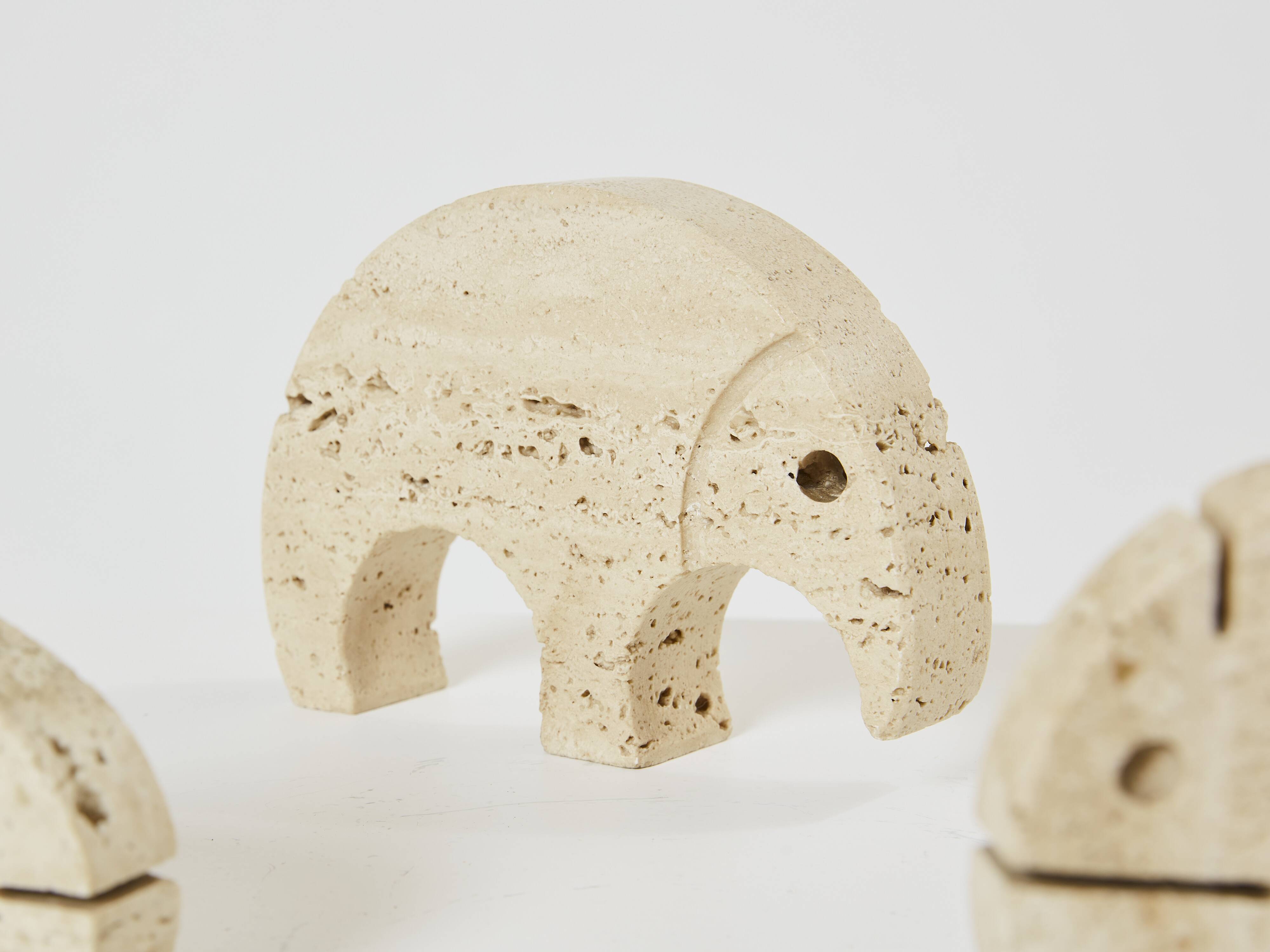 Set of 8 travertine animal sculptures by Fratelli Mannelli 1970