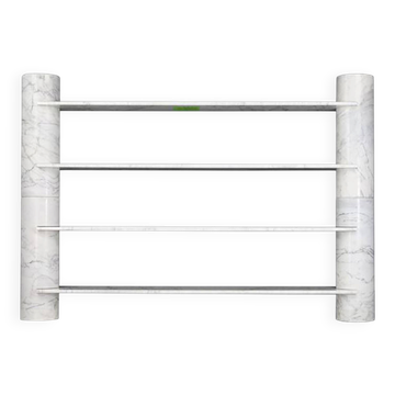Loico Library by Angelo Mangiarotti in white Carrara marble, mid-20th century Italian.