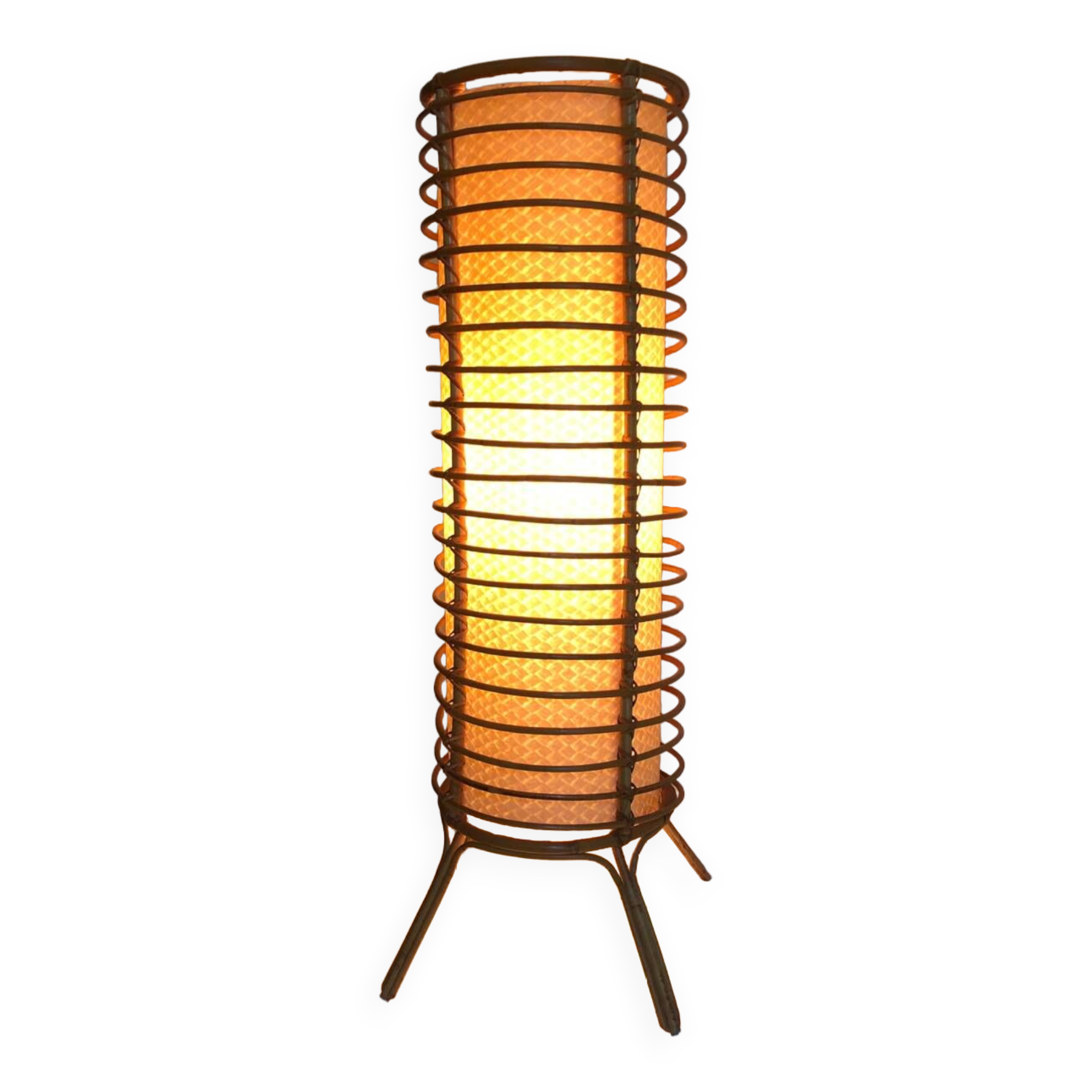 Bamboo, rattan and paper floor lamp from the 60s