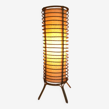 Bamboo, rattan and paper floor lamp from the 60s