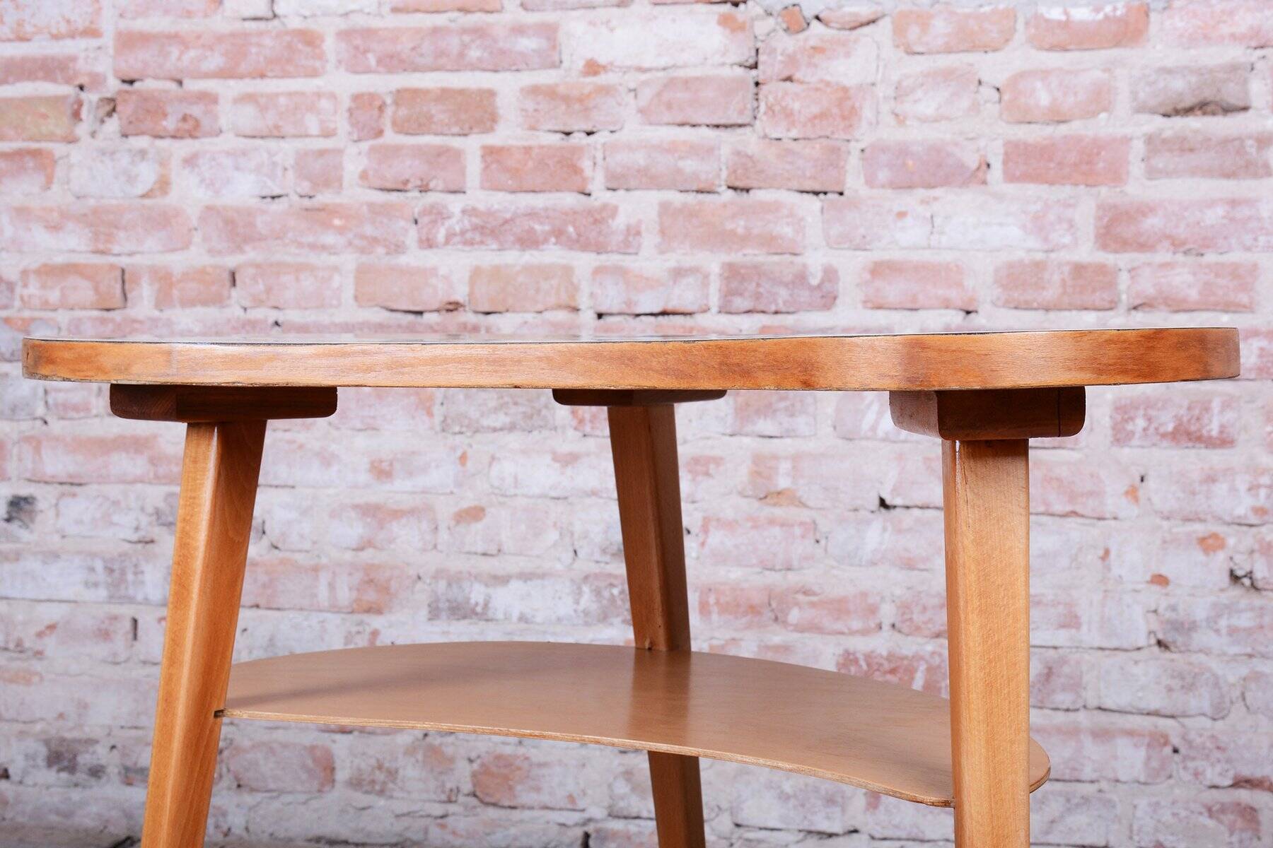 Mid-Century Side Table in Beech and Plywood, Czech, 1950s
