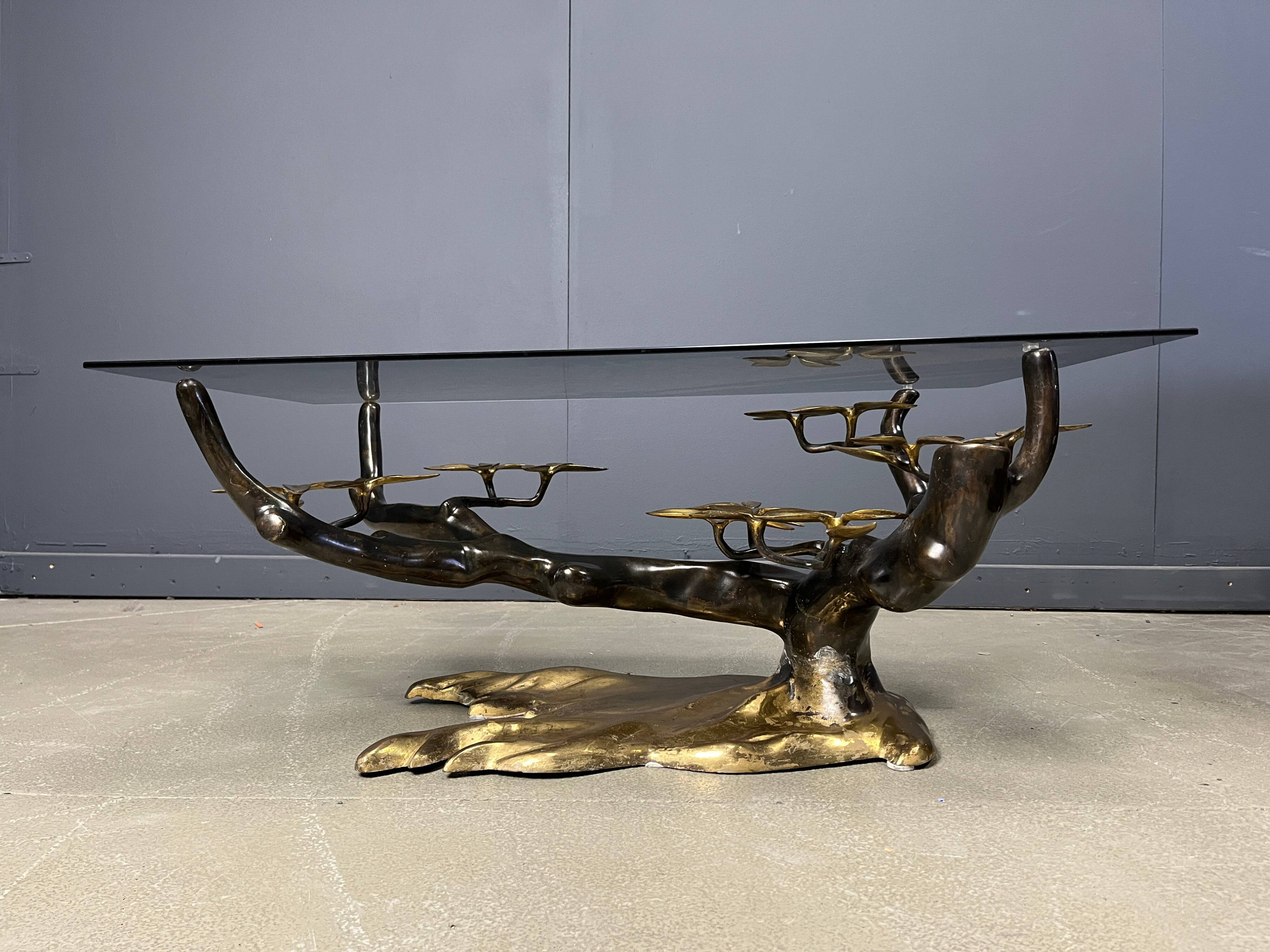 Bronze bonsai coffee table by Willy Daro, 1970s