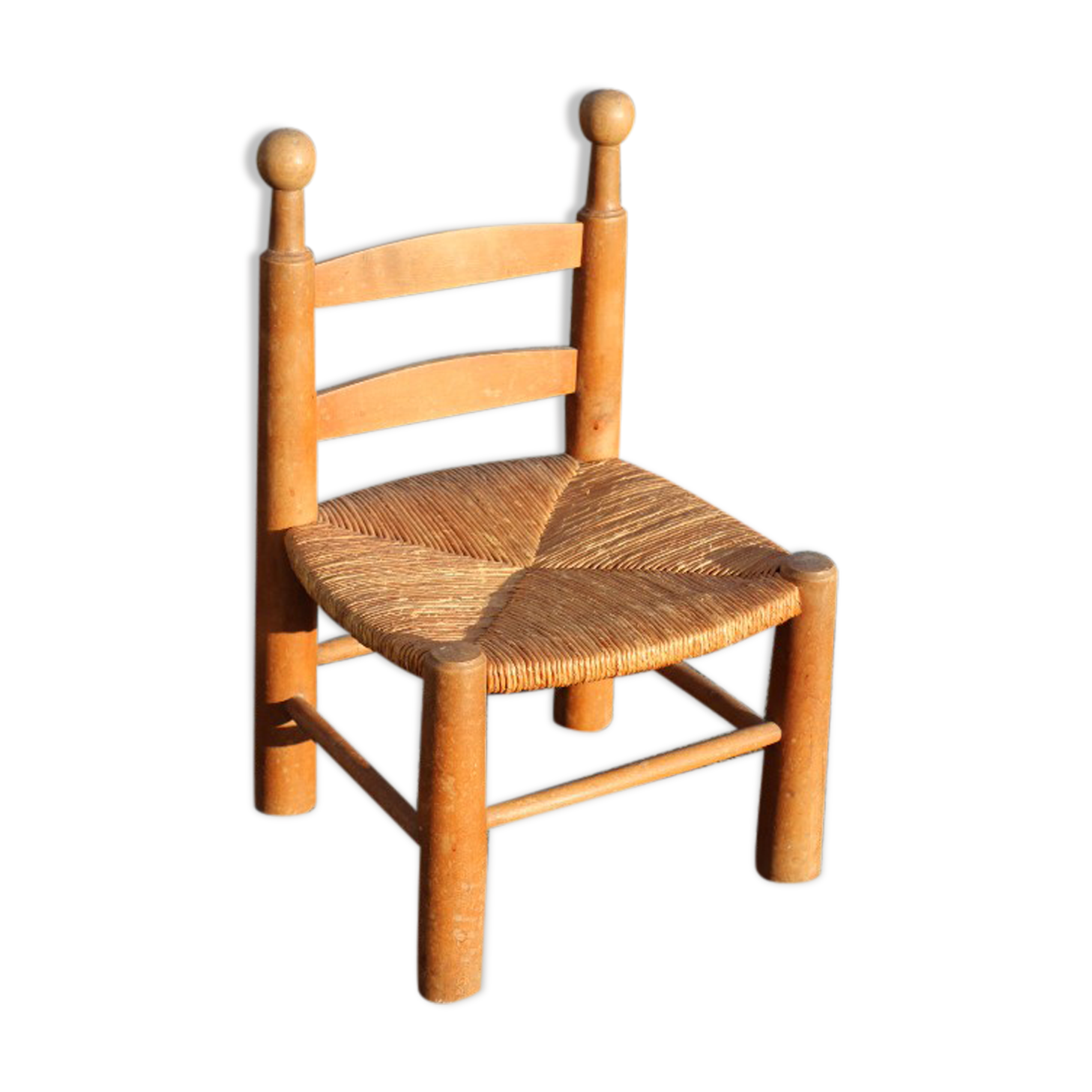 Chaise enfant paille et bois  Selency