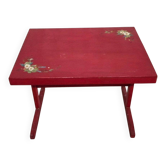 Small vintage red wooden table hand-painted.