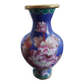 Vintage Chinese cloisonné brass vase