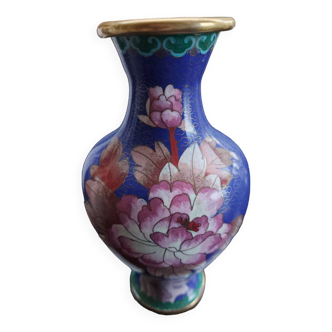 Vase vintage chinois en laiton cloisonné
