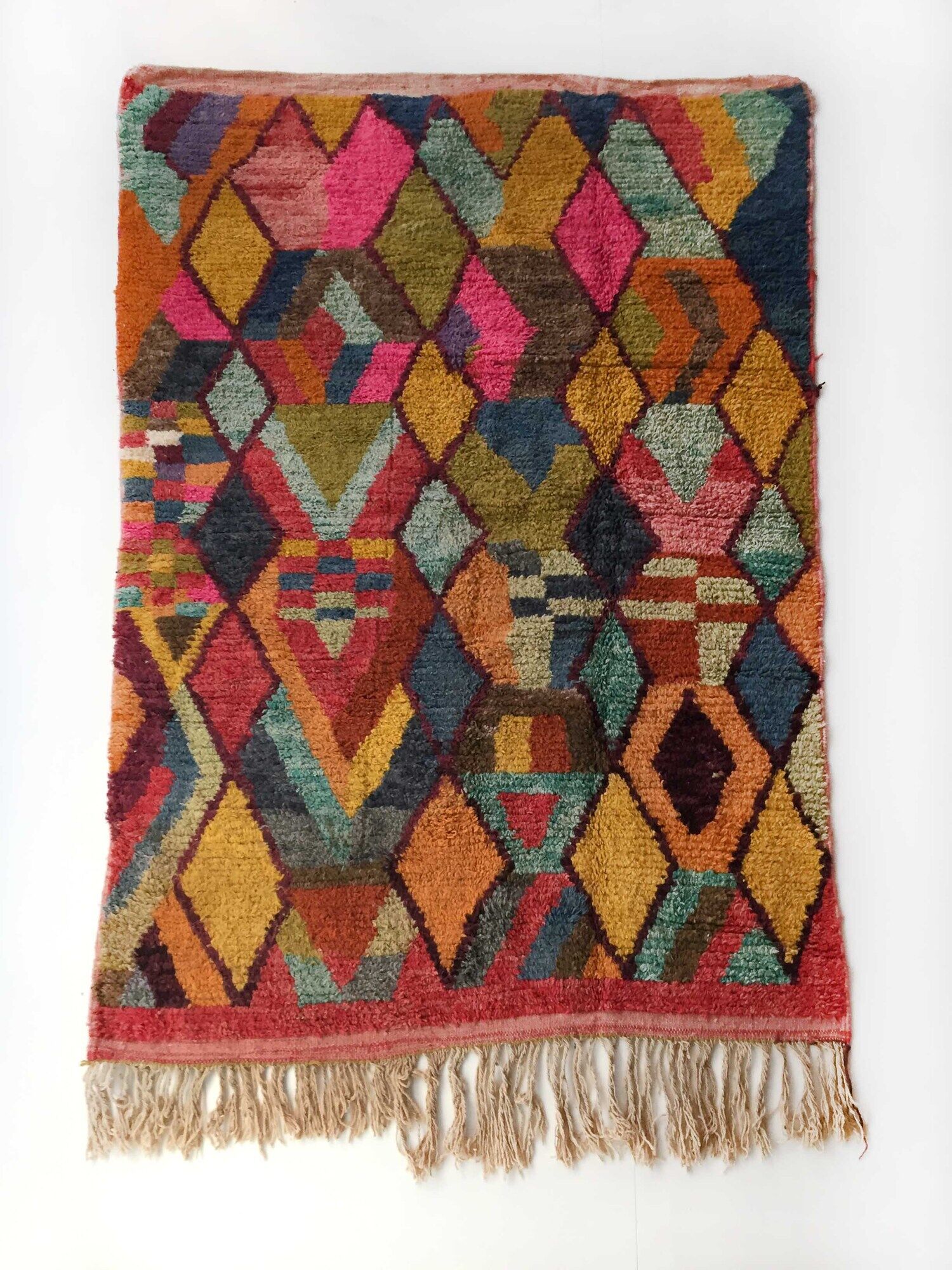 Moroccan Berber boujaad carpet with colorful patterns 250x156cm