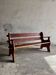 Dark brown solid wood Brutalist 3-seater bench — sculptural mid-century seating (1960s/70s)