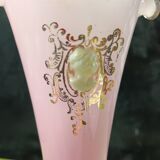 Opaline vase pink and white marquise