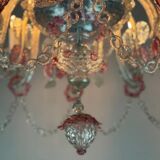 Venetian chandelier in multi-colored Murano glass, 10 light arms, circa 18