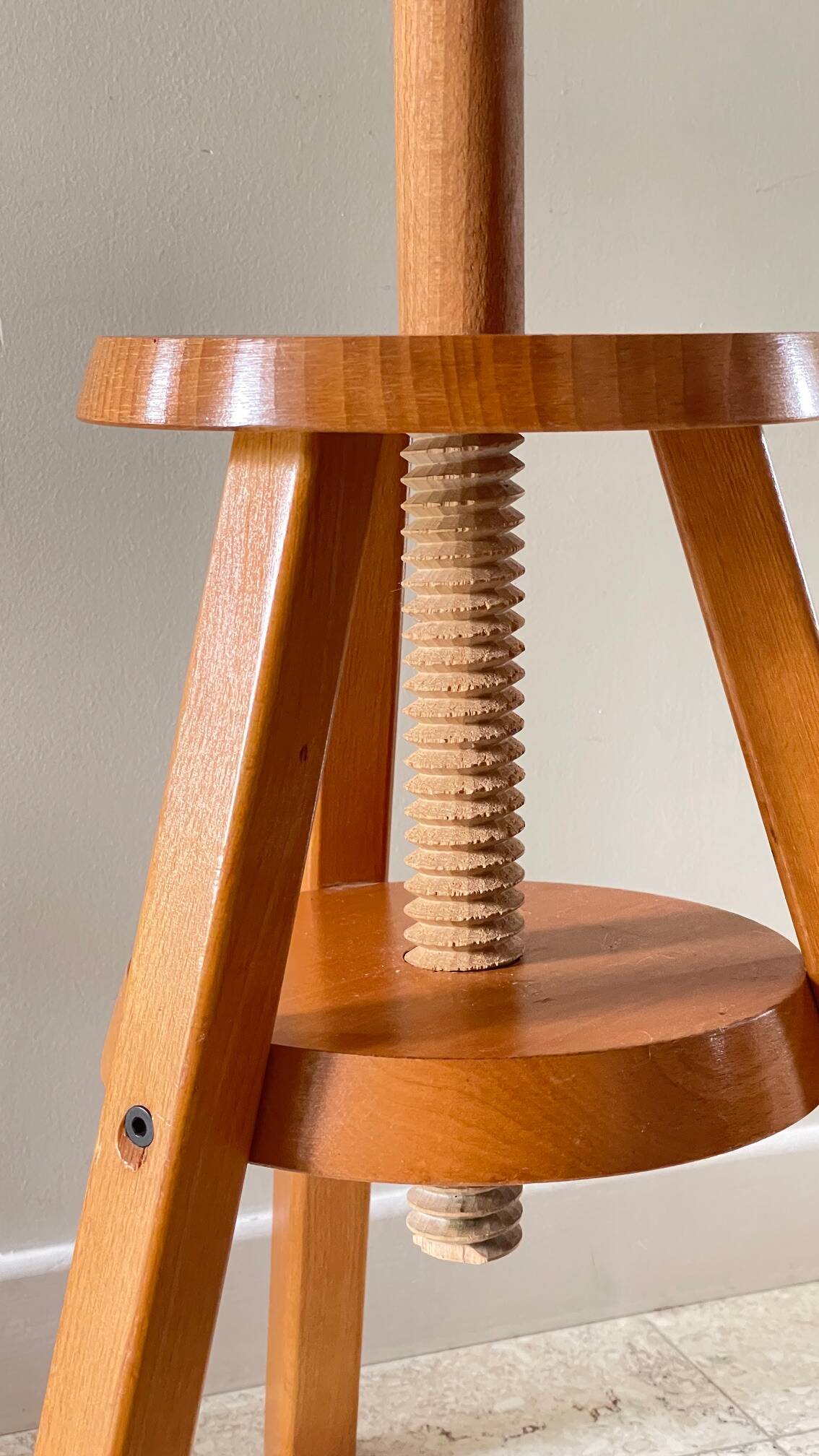 Vintage Solid Beech Screw Stool