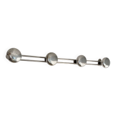 Vintage wall-mounted coat rack in chrome metal with 4 round hooks