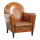Vintage Sheepskin Leather Art Deco Style Design Armchair