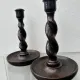 Pair of English oak Barley Twist candlesticks